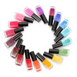 Photo: Group of bright nail polishes isolated on white Group of bright nail polishes isolated on white