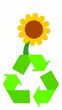 Sonnenblume auf Recyclinglogo