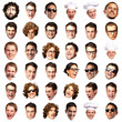 Foto: big collection of person faces over white background big collection of person faces over white background