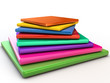 Layered glossy pyramid over white background