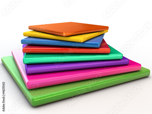 Illustration: Layered glossy pyramid over white background Layered glossy pyramid over white background