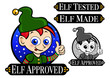 Vector: Elf Approved, Tested, Made Icon / Mark / Seal Elf Approved, Tested, Made Icon / Mark / Seal
