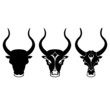 black and white bull head icons on white clean background