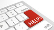 Help text on keyboard in red