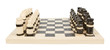 Unique handmade chess set (pottery), isolated