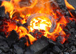 horseshoe in embers in forge