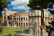 Arch of Constantine and Colosseum in Rome, Italy