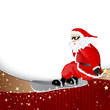 Vector Illustration of a Santa Claus on a Snowboard