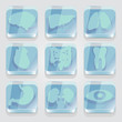 Medical app buttons set