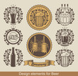set of beer emblem with laurel wreath