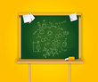 Green school boards on yellow background