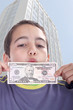 boy blinded by money, studio photo