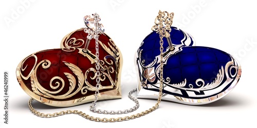 Illustration: Two jewellery hearts with inserted keys Two jewellery hearts with inserted keys