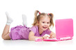 child girl playing with laptop toy