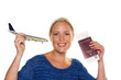 Frau mit Flugzeug