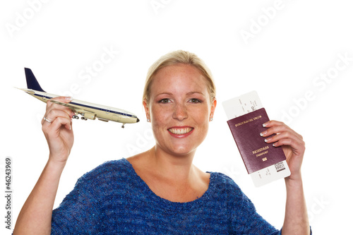 Photo: Frau mit Flugzeug Frau mit Flugzeug