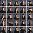 Photo: Collage of beautiful woman portrait with different expressions. Collage of beautiful woman portrait with different expressions.