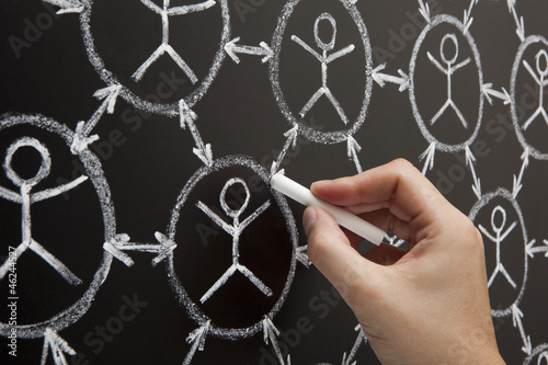 Photo: Hand Social Network Blackboard Hand Social Network Blackboard