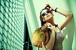 Attractive woman posing in modern building