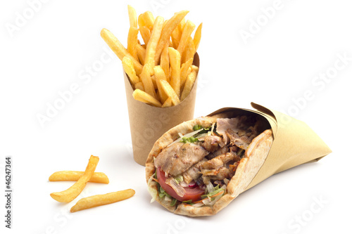 Photo: kebab sandwich with french fries kebab sandwich with french fries