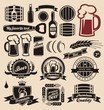 Beer icons, labels, signs, logo designs and design elements