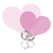 Wedding Rings Platinum Band with Hearts Illustration