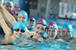 happy childrens at swimming pool