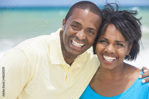 Photo: Happy African American Man Woman Couple Beach Happy African American Man Woman Couple Beach