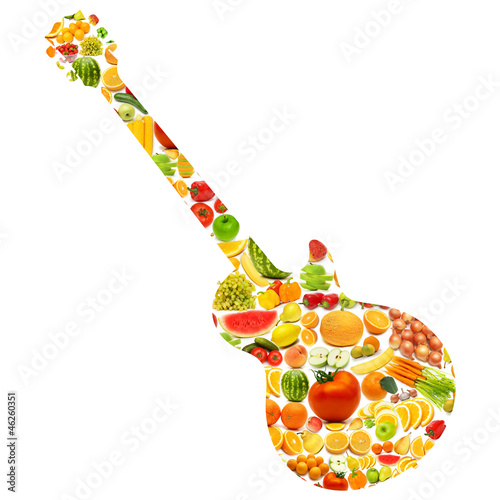 Photo: Silhoette made from various fruits and vegetables Silhoette made from various fruits and vegetables