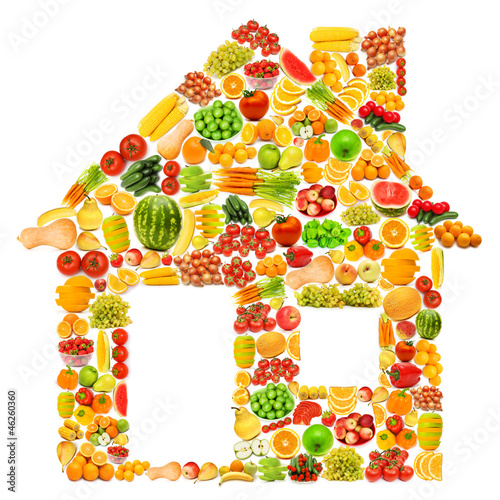 Photo: Silhoette made from various fruits and vegetables Silhoette made from various fruits and vegetables
