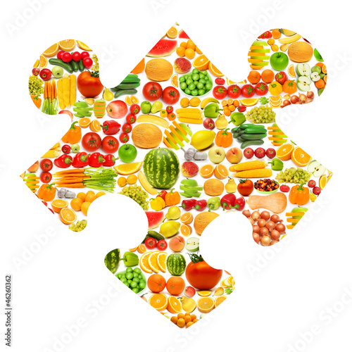 Photo: Silhoette made from various fruits and vegetables Silhoette made from various fruits and vegetables