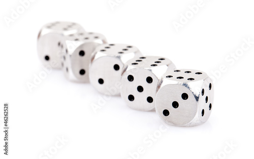  metal dice isolated on white