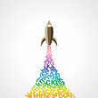 flying pencil background with alphabates