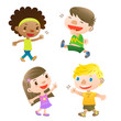 cute kids pointing,walking and greeting