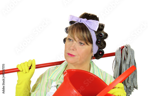 Photo: Frustrated Mopping Housewife Frustrated Mopping Housewife