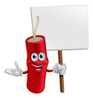 Vector: Dynamite mascot holding a sign Dynamite mascot holding a sign