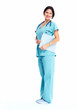 Smiling medical doctor woman with stethoscope.