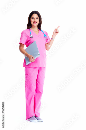 Photo: Smiling medical doctor woman with stethoscope. Smiling medical doctor woman with stethoscope.