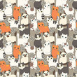 Funny cartoon cats. Seamless pattern