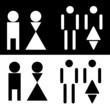 Futuristic restroom sign on black or white