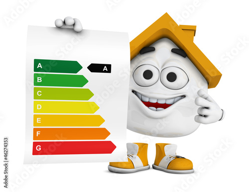 Illustration: Kleines 3D Haus Orange - Energieeffizienz Konzept 2 Kleines 3D Haus Orange - Energieeffizienz Konzept 2