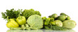 fresh green vegetables isolated on white