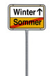 Ortsschild Sommer Winter