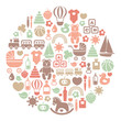 vector card with colorful baby icons