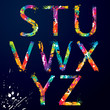 Font - Colorful letters with drops and splashes from S to Z
