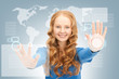businesswoman working with touch screen