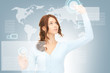 businesswoman working with touch screen