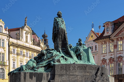 Photo: Jan Hus Monument on the Old Town Square in Prague Jan Hus Monument on the Old Town Square in Prague