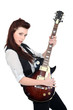 Woman holding an electric guitar