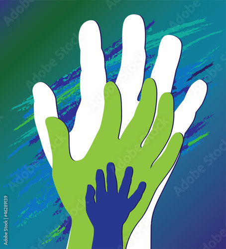Vector: Hand of the child in father encouragement. Support moral. Hand of the child in father encouragement. Support moral.